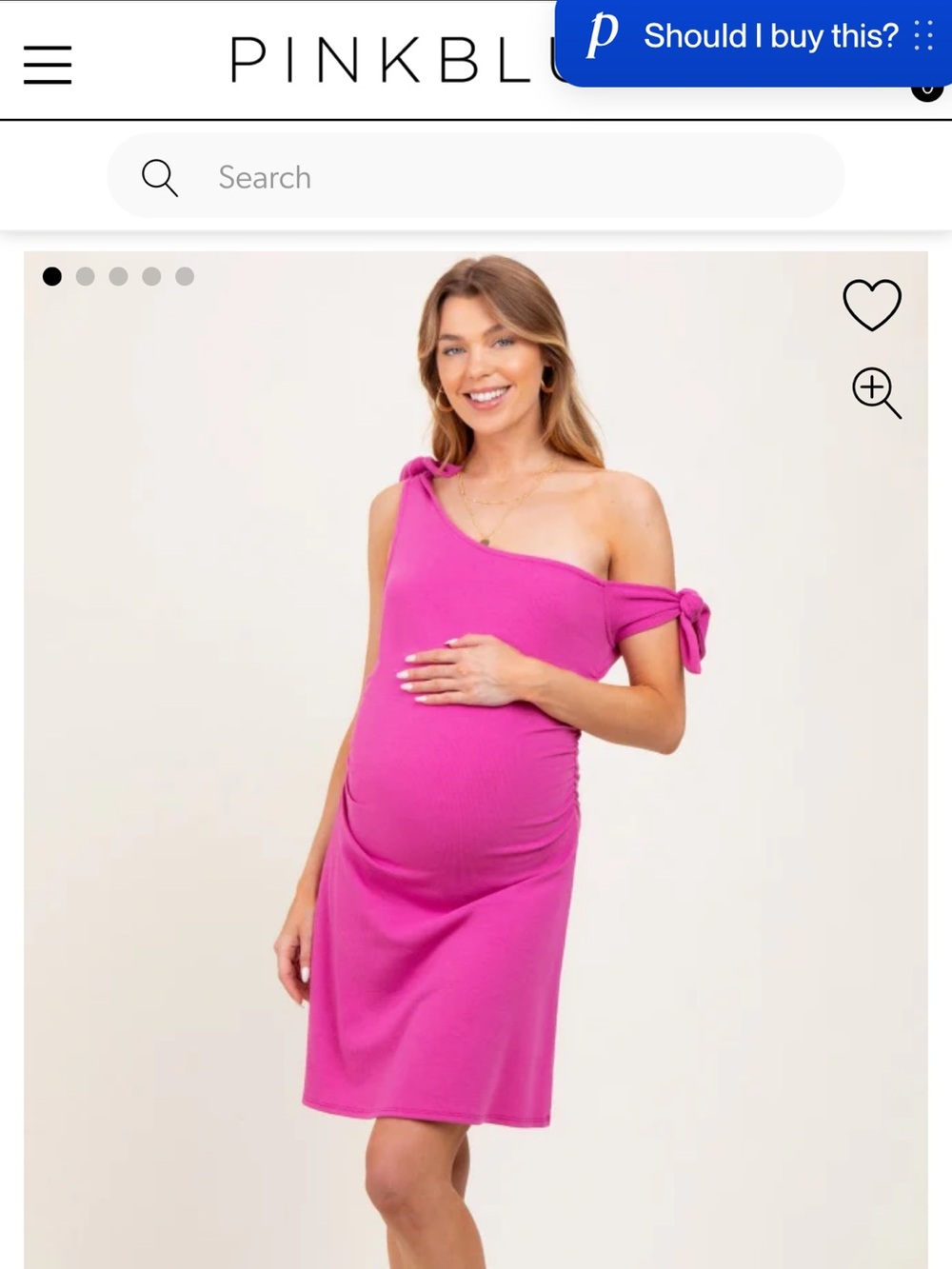 NWT Pinkblush Tie-Sleeve Maternity Dress in Hot Pink